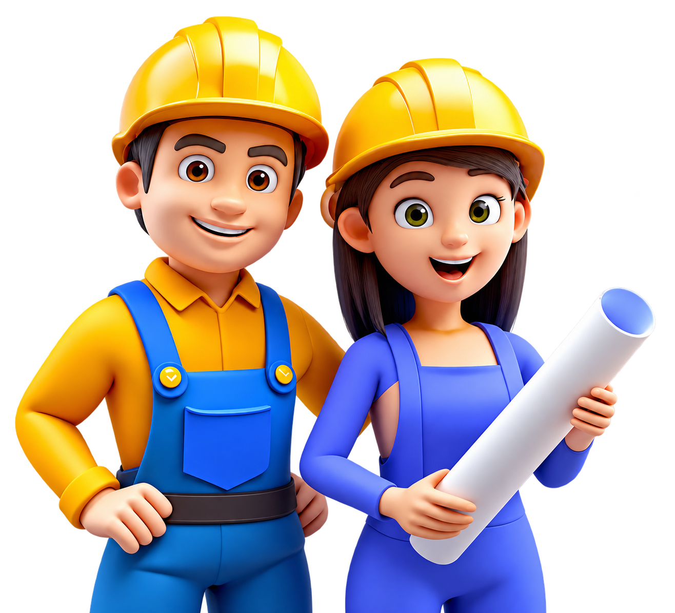 Deux professionnels en tenue de chantier représentant la formation aux enseignes 3D